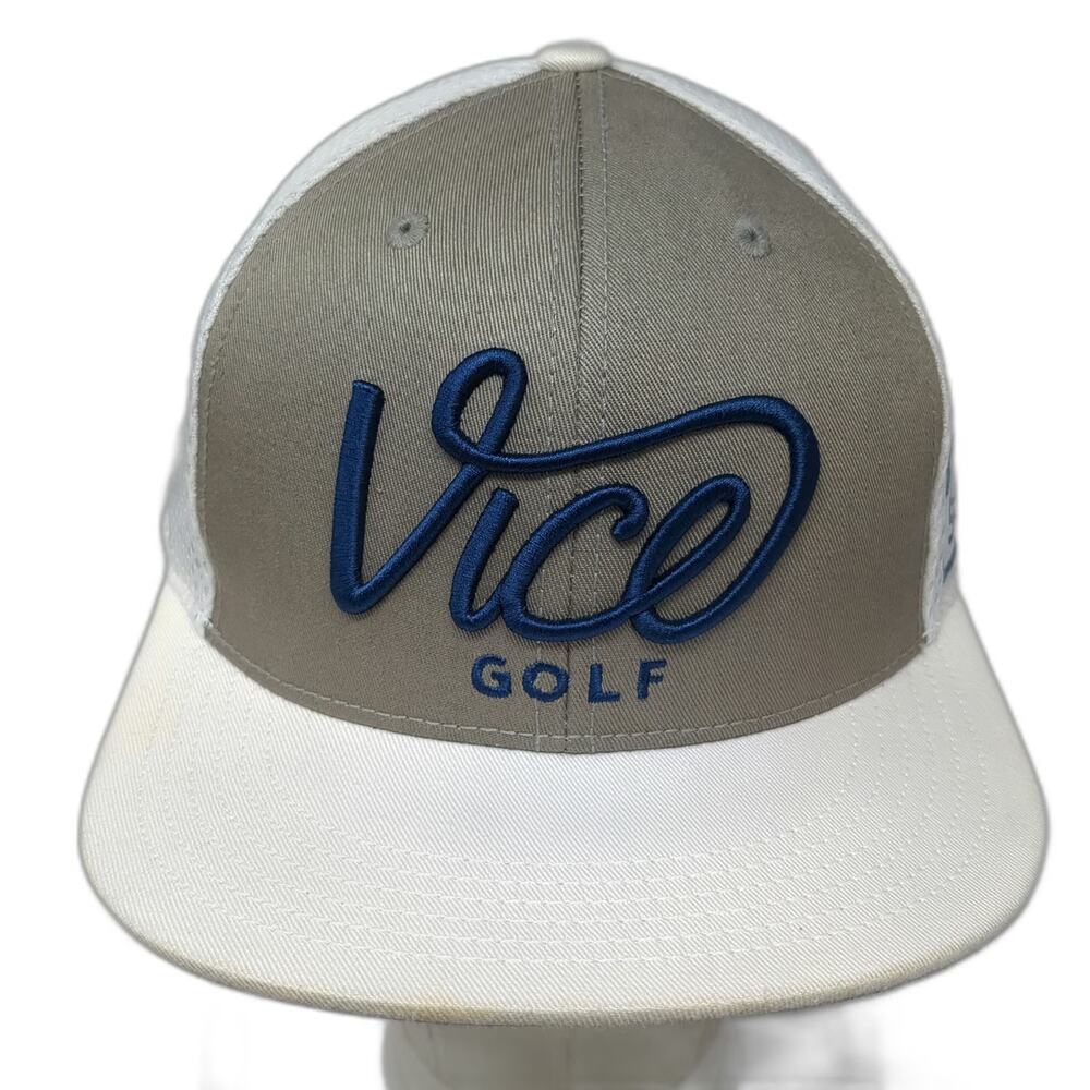 Vice Golf Trucker Hat Gray White Blue One Size Mesh Back Snapback Squad Patch